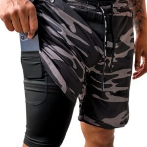 SprintHint 2 in 1 Shorts 9 Inseam Camo Black and Black