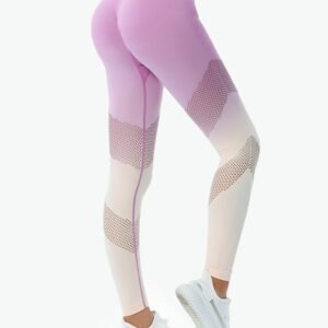 OmbreFlex Hollow Out Gradient Leggings - Pink/Beige