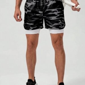 SprintHint - Mens 2-in-1 Shorts - Black White